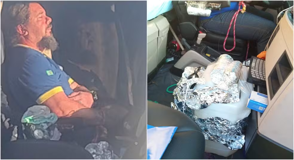 PM mostram artefatos dentro da carreta que está atravessada no Rodoanel 